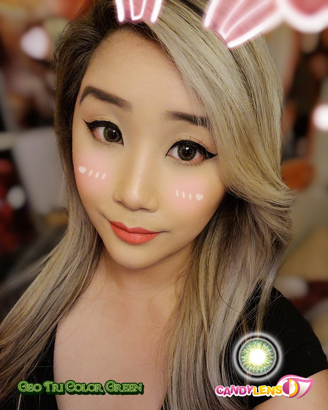 Geo Tri Color Green Color Lens wear by Diana